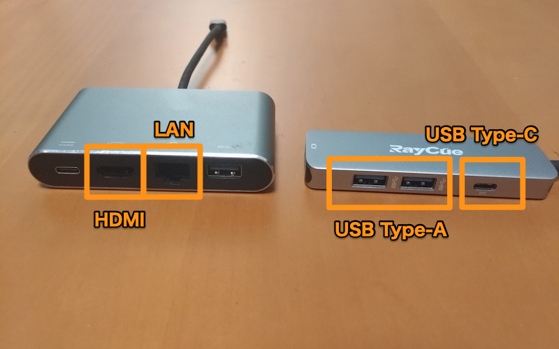 USB Type-Cハブ　ポートの解説図